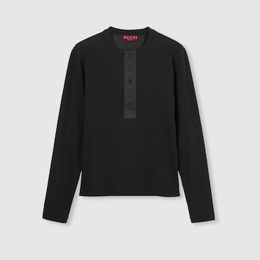 GUCCI Rib Cotton T-shirt With Embroidery, Size L