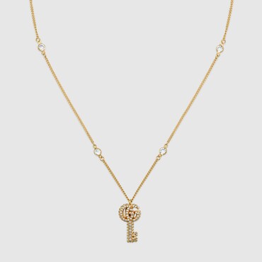 GUCCI Double G Key Necklace With Crystals