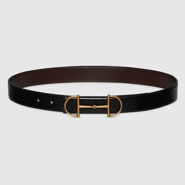 GUCCI Reversible Leather Belt With Horsebit, Size 100