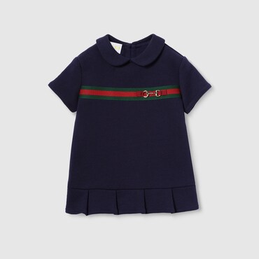 GUCCI Baby - Cotton Dress With Web, Size 24 MONTHS