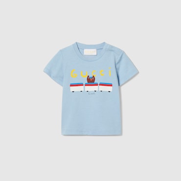 GUCCI Bébé - T-shirt Pour Bébé En Coton Avec Imprimé, Taille 3-6 MOIS