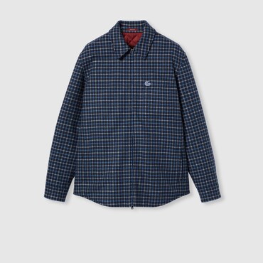 GUCCI Wool Flannel Zip Jacket With Embroidery, Size 58