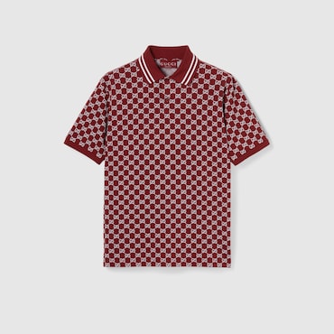 GUCCI GG Cotton Piquet Jacquard Polo Shirt, Size XL