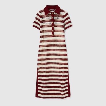 GUCCI Striped Cotton Cable Knit Dress, Size S