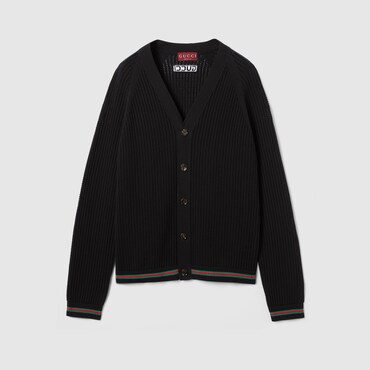 GUCCI Cotton Knit Cardigan With Web, Size S
