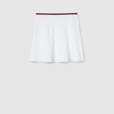 GUCCI Gonna In Piquet Di Cotone Con Motivo Web, Taglia S
