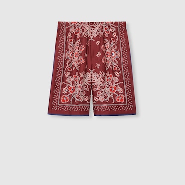 GUCCI Printed Silk Twill Shorts, Size 56