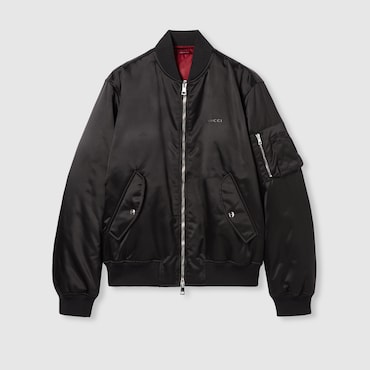 GUCCI Heavy Nylon Canvas Bomber Jacket, Size 54