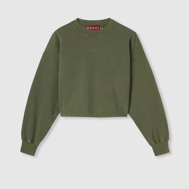 GUCCI Cotton Jersey Sweatshirt With Embroidery, Size M