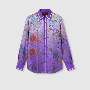 GUCCI Printed Silk Shirt, Size 44 IT