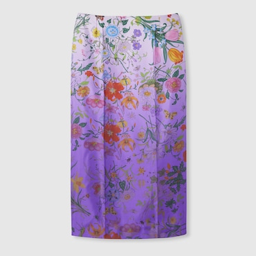 GUCCI Printed Silk Twill Skirt, Size 40 IT