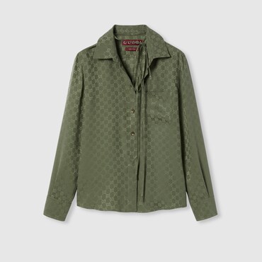 GUCCI Chemise En Jacquard De Soie GG, Taille 46 IT