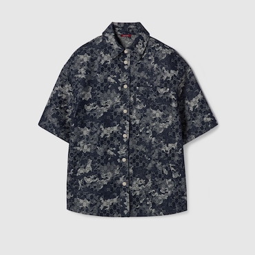GUCCI GG Jacquard Denim Shirt, Size 52 IT