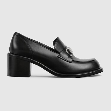 GUCCI Women's Heeled Loafer With Horsebit, Size 37 IT