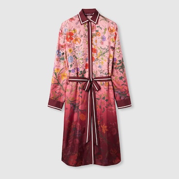 GUCCI Printed Silk Twill Shirt Dress, Size 38 IT