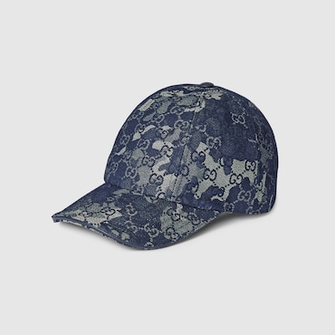 GUCCI GG Denim Baseball Hat With Web, Size S