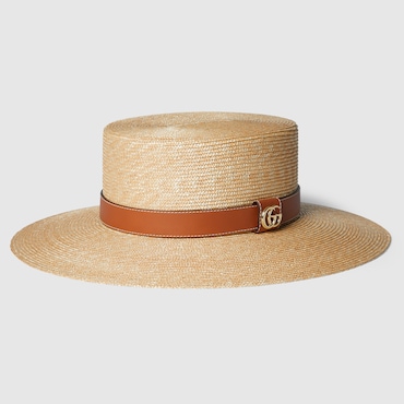 GUCCI Woven Straw Boater Hat, Size S