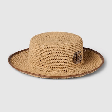 GUCCI Straw Boater Hat, Size S