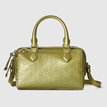 GUCCI GG Emblem Small Boston Bag