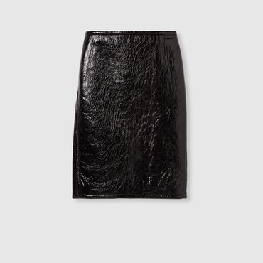 GUCCI Shiny Leather And Neoprene Skirt, Size 36 IT