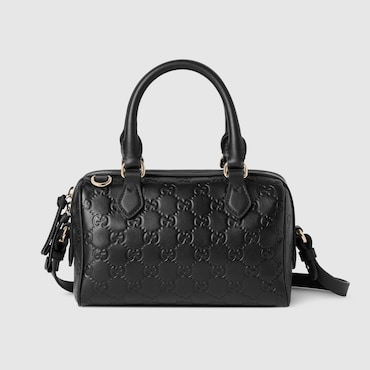 GUCCI Kleine GG Emblem Boston Bag