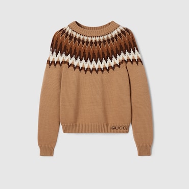 GUCCI Chunky Wool Knit Sweater, Size M