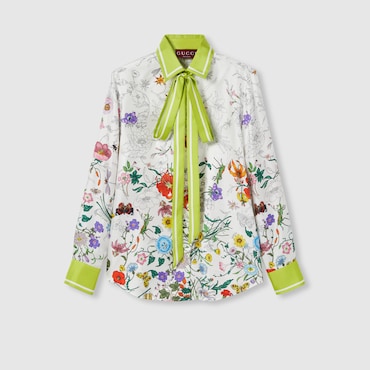 GUCCI Chemise En Soie Imprimée, Taille 42 IT
