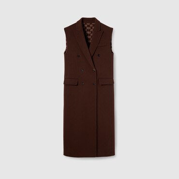 GUCCI Long Silk Wool Gilet, Size 46 IT