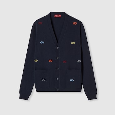 GUCCI Fine Cashmere Cardigan With Intarsia, Size L