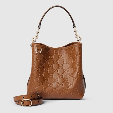 GUCCI GG Emblem Small Bucket Bag