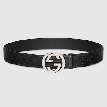 GUCCI Belt With Interlocking G Buckle, Size 95