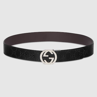 GUCCI Reversible Belt With Interlocking G Buckle, Size 75