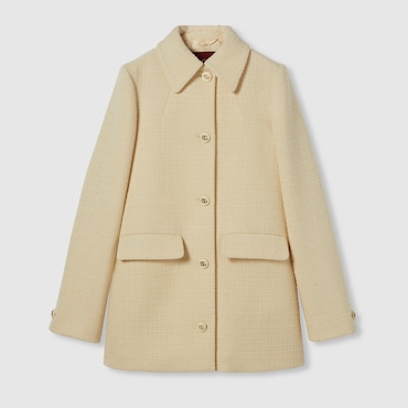 GUCCI Textured Wool Tweed Coat, Size 40 IT