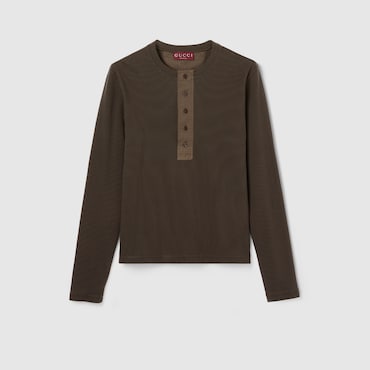GUCCI Rib Cotton T-shirt With Embroidery, Size M