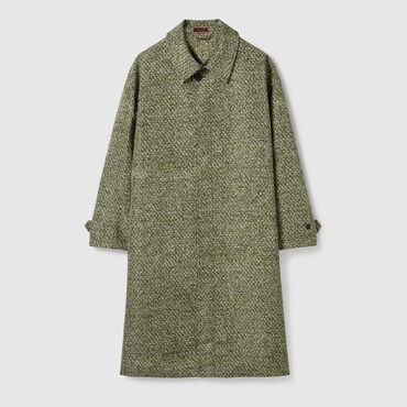 GUCCI Bonded Poplin Coat With Bouclé Print, Size 50
