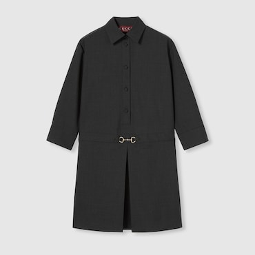 GUCCI Kleid Aus Wolle Mit Horsebit, Größe 46 IT
