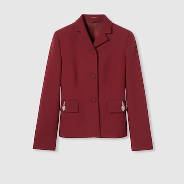 GUCCI Crêpe Wool Silk Jacket With Tiger, Size 40 IT