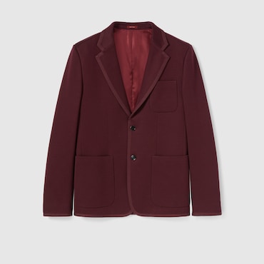 GUCCI Textured Jersey GG Jacket, Size 54 IT