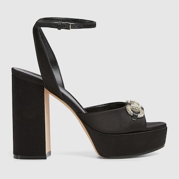GUCCI Women's Platform Sandal With Crystal Horsebit, Size 39.5 IT