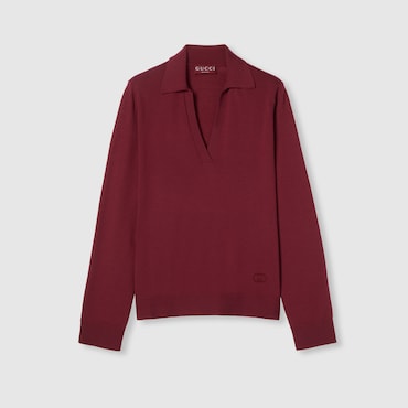 GUCCI Extra Fine Wool Polo Top, Size XS