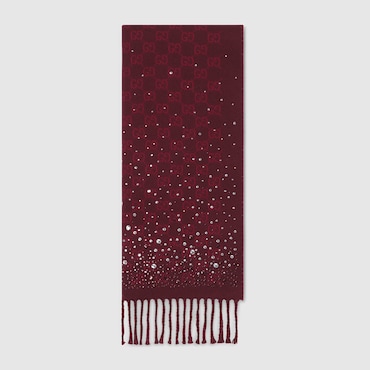 GUCCI GG Wool Scarf With Crystals