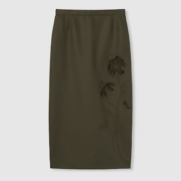 GUCCI Wool Mohair Skirt With Embroidery, Size 44 IT