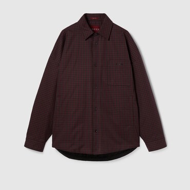 GUCCI Cotton Gingham Padded Jacket, Size 52