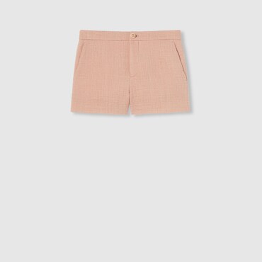 GUCCI Textured Wool Tweed Shorts, Size 40 IT