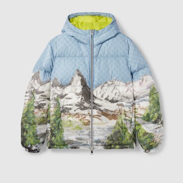 GUCCI Printed Nylon Zip Jacket, Size 44