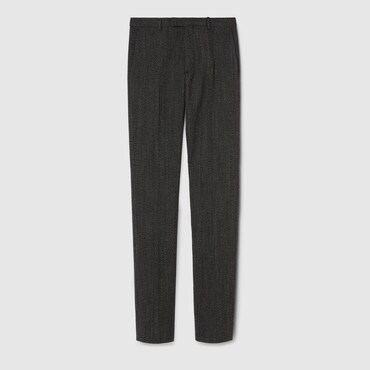 GUCCI Wool Mouliné Trousers, Size 50