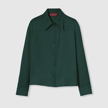 GUCCI Interlocking GG Silk Jacquard Shirt, Size 36 IT
