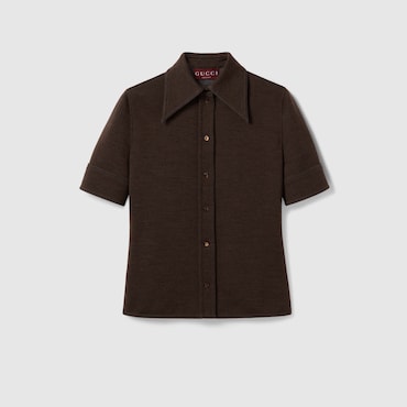 GUCCI Wool Cotton Jersey Shirt, Size 34 IT