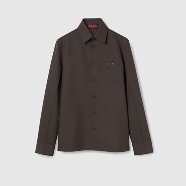 GUCCI Twill Shirt With Horsebit, Size 52