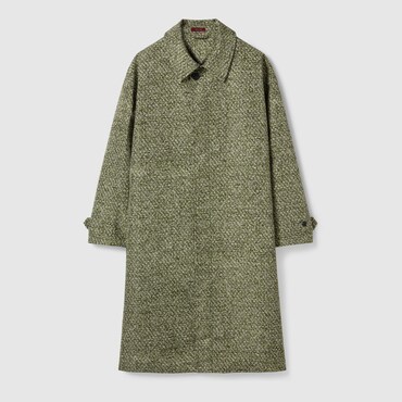 GUCCI Bonded Poplin Coat With Bouclé Print, Size 50